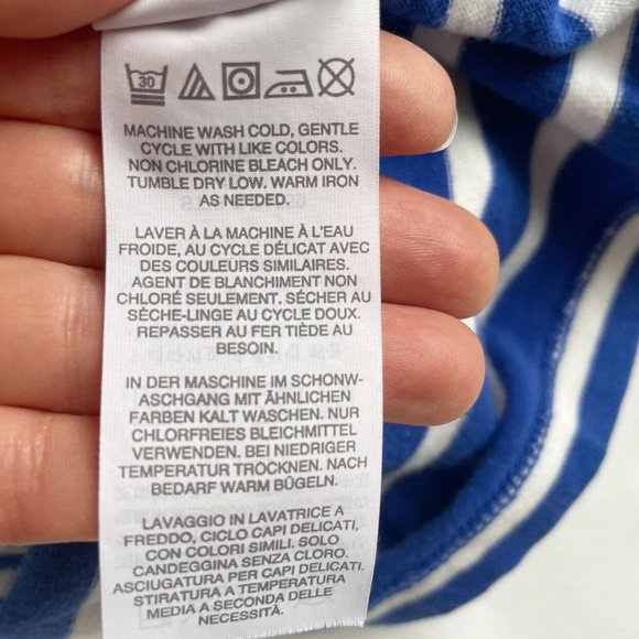 Crewcuts Blue And White Striped Boat Neck Three Quarter Sleeve Shirt Kids Size 6 - Picture 9 of 10